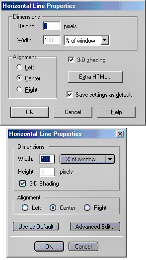 horizontal line property box