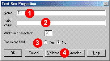text box propeties menu